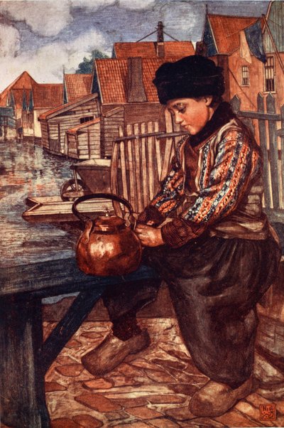 A Boy Cleaning Kettle by Nico Jungman